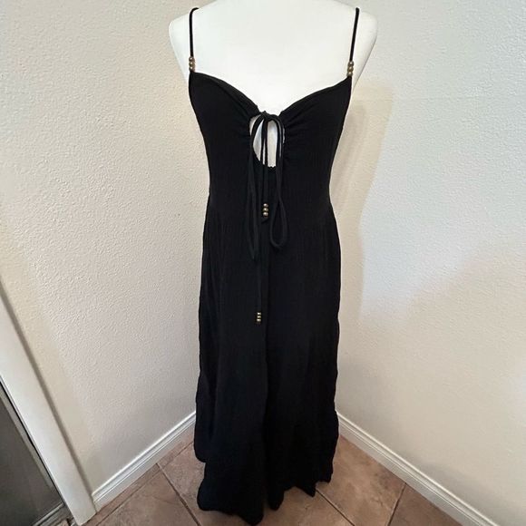 Anthropology Harlow Tie-Front Maxi Dress Charlie Holiday, size M, black - Picture 5 of 12